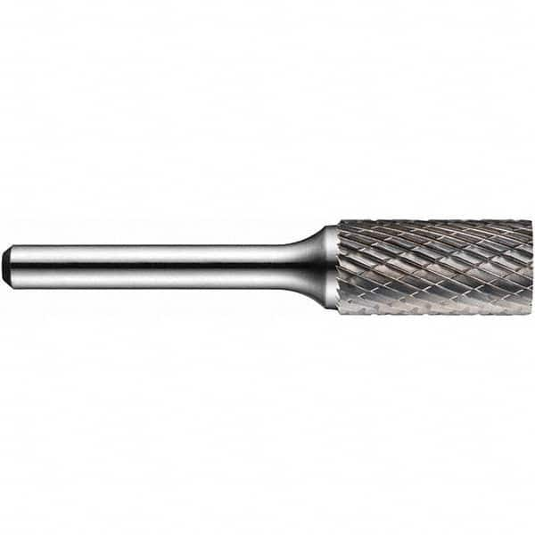 Precision Twist Drill - 1/8" Cut Diam, 1/8" Shank Diam, Carbide Double Cut Cylinder Burr with End Cut - Caliber Tooling