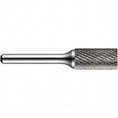 Precision Twist Drill - 3/8" Cut Diam, 1/4" Shank Diam, Carbide Double Cut Cylinder Burr - Caliber Tooling