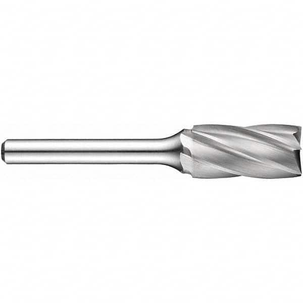 Precision Twist Drill - 1/2" Cut Diam, 1/4" Shank Diam, Carbide Aluma Cut Cylinder Burr with End Cut - Caliber Tooling