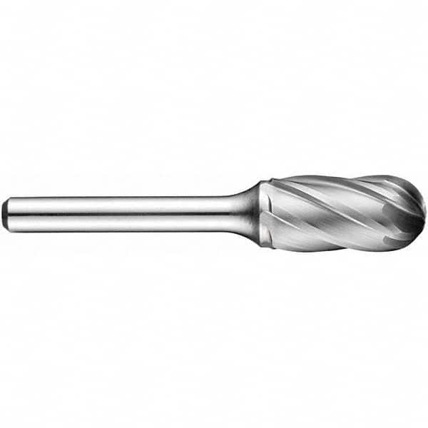 Precision Twist Drill - 1/2" Cut Diam, 1/4" Shank Diam, Carbide Aluma Cut Cylinder Burr with Radius - Caliber Tooling