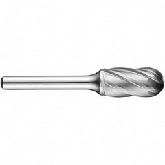 Precision Twist Drill - 3/8" Cut Diam, 1/4" Shank Diam, Carbide Aluma Cut Cylinder Ball End Burr - Caliber Tooling