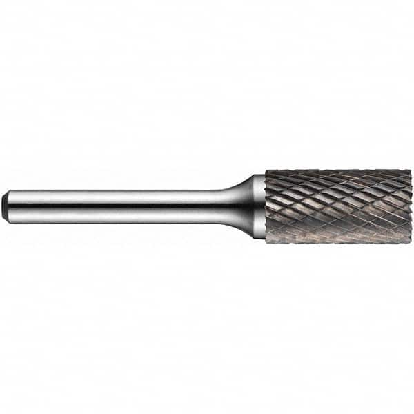 Precision Twist Drill - 1/8" Cut Diam, 1/4" Shank Diam, Carbide Double Cut Cylinder Burr with End Cut - Caliber Tooling