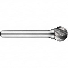 Precision Twist Drill - 1/2" Cut Diam, 1/4" Shank Diam, Carbide Aluma Cut Ball Burr - Caliber Tooling