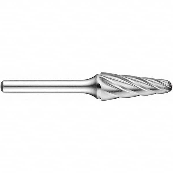 Precision Twist Drill - 1/2" Cut Diam, 1/4" Shank Diam, Carbide Aluma Cut Conical Radius End Burr - Caliber Tooling