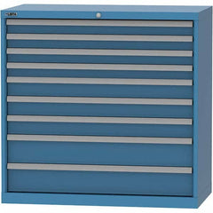 LISTA - 9 Drawer, 84 Compartment Bright Blue Steel Modular Storage Cabinet - Caliber Tooling