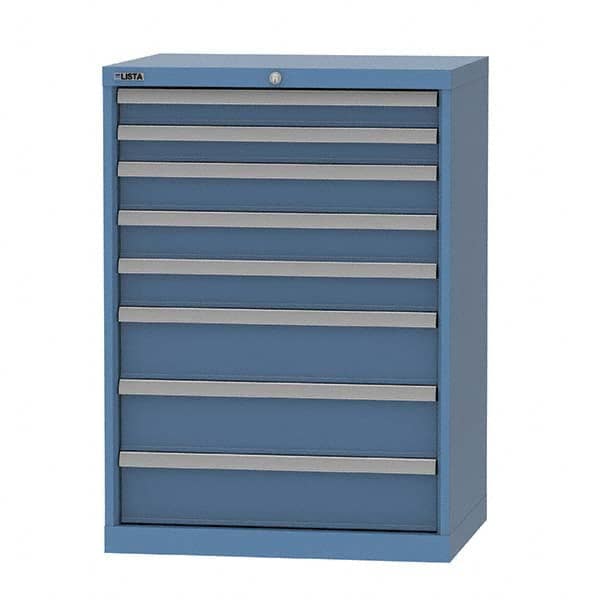 LISTA - 8 Drawer, 124 Compartment Bright Blue Steel Modular Storage Cabinet - Caliber Tooling