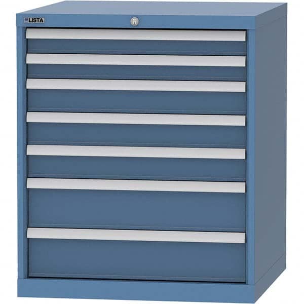 LISTA - 7 Drawer, 45 Compartment Bright Blue Steel Modular Storage Cabinet - Caliber Tooling