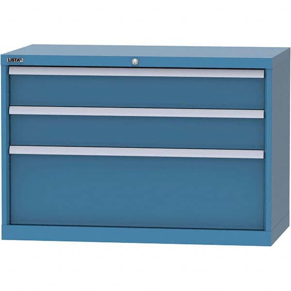 LISTA - 3 Drawer, 84 Compartment Bright Blue Steel Modular Storage Cabinet - Caliber Tooling