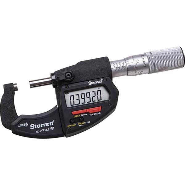 Starrett - Electronic Outside Micrometers Minimum Measurement (Decimal Inch): 0 Minimum Measurement (mm): 0 - Caliber Tooling