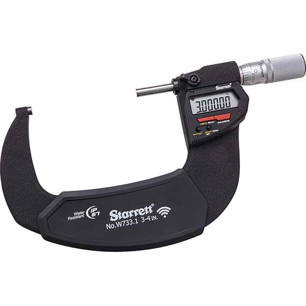 Starrett - Electronic Outside Micrometers Minimum Measurement (Decimal Inch): 3 Minimum Measurement (mm): 75.00 - Caliber Tooling