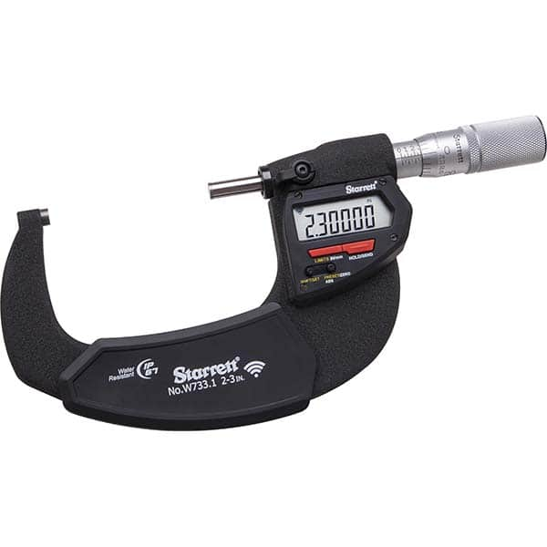 Starrett - Electronic Outside Micrometers Minimum Measurement (Decimal Inch): 2 Minimum Measurement (mm): 50 - Caliber Tooling