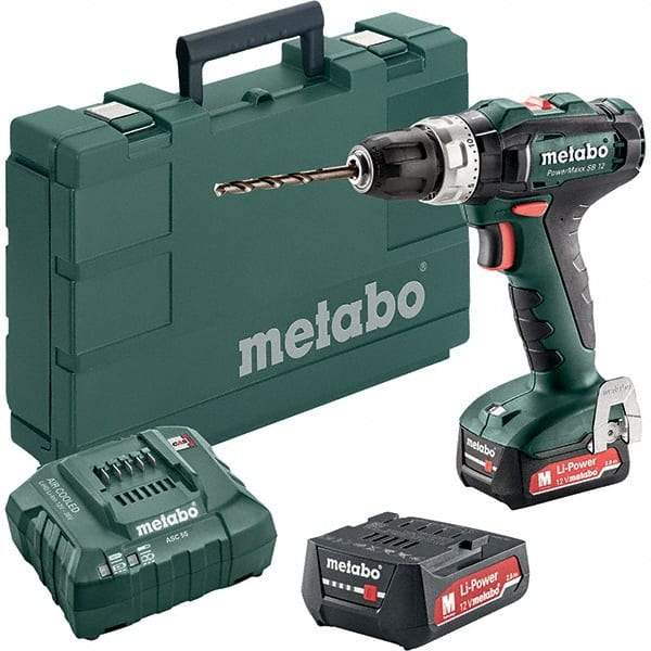 Metabo - 12 Volt 3/8" Keyless Chuck Cordless Hammer Drill - 0 to 21,000 BPM, 0 to 360 & 1,400 RPM, Reversible - Caliber Tooling