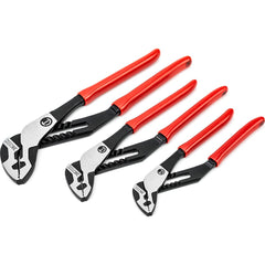 Crescent - Plier Sets; Set Type: Assortment ; Number of Pieces: 3.000 ; Container Type: Carded ; Contents: 8", 10", and 12" Straight Jaw Tongue and Groove Pliers ; Additional Information: Polished Finish ; Handle Material: Dual Material - Exact Industrial Supply