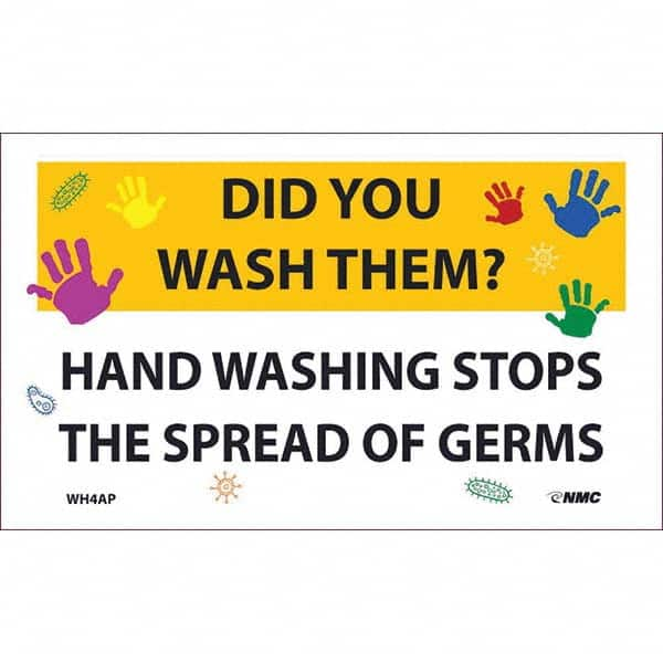 NMC - 1 5-Piece Restroom, Janitorial & Housekeeping Label - Legend: Did You Wash Them? - Hand Washing Stops the Spread of Germs - Caliber Tooling