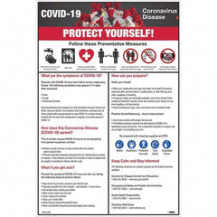 NMC - 1 5-Piece "COVID-19 - PROTECT YOURSELF!", 12" Wide x 18" High, Paper Safety Sign - Caliber Tooling