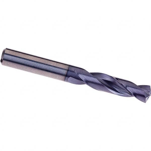 Screw Machine Length Drill Bit: 0.2055″ Dia, 140 °, Solid Carbide Coated, Right Hand Cut, Spiral Flute, Straight-Cylindrical Shank, Series R467