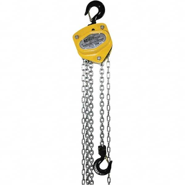 OZ Lifting Products - 2,000 Lb Capacity, 30' Lift Height, Manual Chain Hoist with Overload Protection - Caliber Tooling