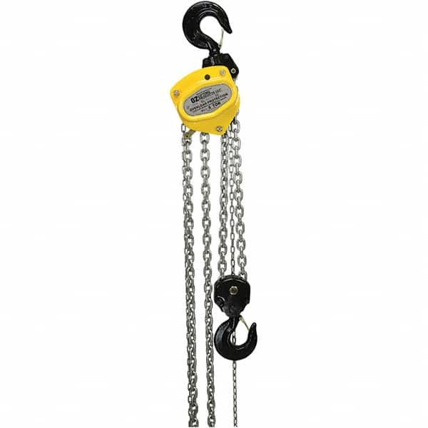 OZ Lifting Products - 10,000 Lb Capacity, 20' Lift Height, Manual Chain Hoist with Overload Protection - Caliber Tooling