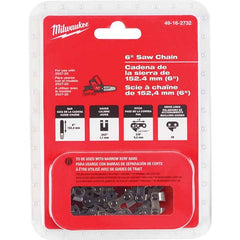 Milwaukee Tool - Power Lawn & Garden Equipment Accessories; Type: Chainsaw Chain ; Product Compatibility: MILWAUKEE? M12 FUEL? HATCHET? 6" Pruning Saw (2527-20) ; Material: Metal ; Length (Inch): 6" ; Description: 3/8" Low Profile Chain Pitch - Exact Industrial Supply