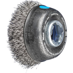 PFERD - Cup Brushes; Brush Diameter (Inch): 3-1/2 ; Fill Material: Stainless Steel ; Filament/Wire Diameter (Decimal Inch): 0.0120 ; Wire Type: Crimped Wire ; Arbor Type: X-LOCK ; Arbor Hole Thread Size: X-LOCK - Exact Industrial Supply