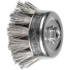 PFERD - Cup Brushes; Brush Diameter (Inch): 4 ; Fill Material: Stainless Steel ; Filament/Wire Diameter (Decimal Inch): 0.0200 ; Wire Type: Standard Twist Knot Wire ; Arbor Type: Threaded Arbor ; Arbor Hole Thread Size: 5/8-11 - Exact Industrial Supply