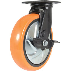 Vestil - Standard Casters; Mount: With Holes ; Style: Swivel w/Brake ; Wheel Diameter: 8 (Inch); Wheel Width: 2 (Inch); Overall Height (Inch): 9-1/2 ; Load Capacity (Lb.): 925.000 - Exact Industrial Supply