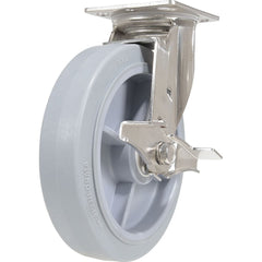 Vestil - Standard Casters; Mount: With Holes ; Style: Swivel w/Brake ; Wheel Diameter: 8 (Inch); Wheel Width: 2 (Inch); Overall Height (Inch): 9-1/2 ; Load Capacity (Lb.): 675.000 - Exact Industrial Supply