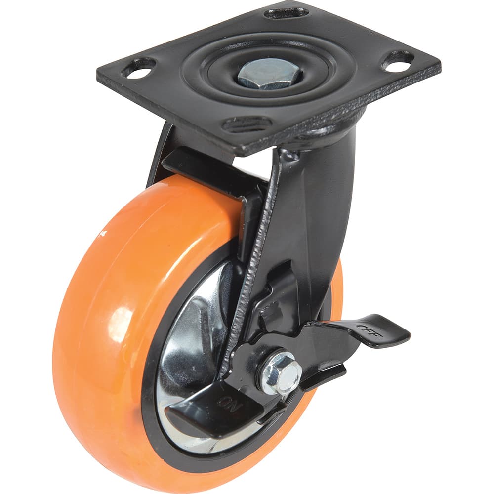 Vestil - Standard Casters; Mount: With Holes ; Style: Swivel w/Brake ; Wheel Diameter: 6 (Inch); Wheel Width: 2 (Inch); Overall Height (Inch): 7-1/2 ; Load Capacity (Lb.): 837.000 - Exact Industrial Supply