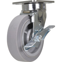 Vestil - Standard Casters; Mount: With Holes ; Style: Swivel w/Brake ; Wheel Diameter: 6 (Inch); Wheel Width: 2 (Inch); Overall Height (Inch): 7-1/2 ; Load Capacity (Lb.): 900.000 - Exact Industrial Supply