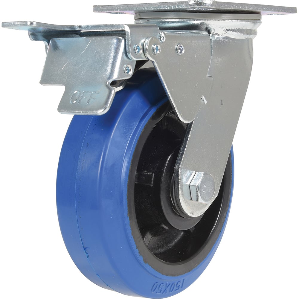 Vestil - Standard Casters; Mount: With Holes ; Style: Swivel w/Total Brake ; Wheel Diameter: 6 (Inch); Wheel Width: 2 (Inch); Overall Height (Inch): 7-1/2 ; Load Capacity (Lb.): 770.000 - Exact Industrial Supply