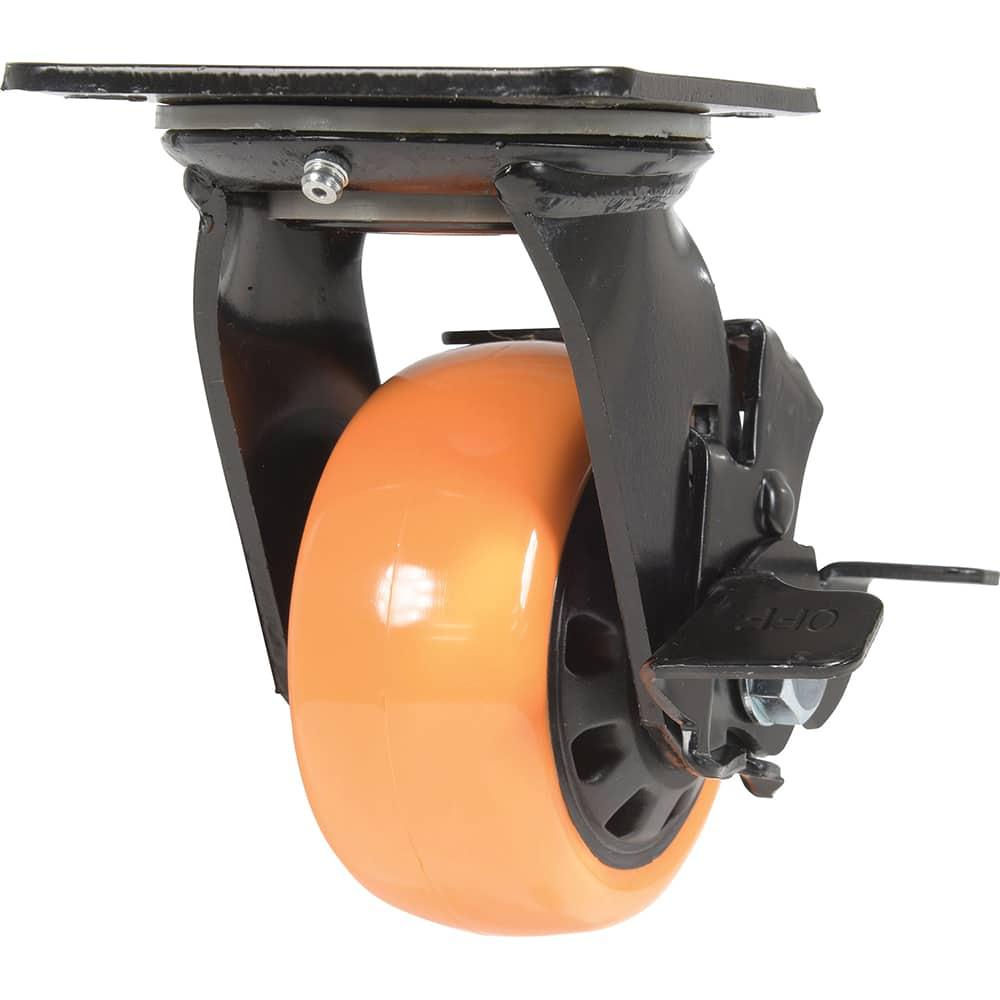 Vestil - Standard Casters; Mount: With Holes ; Style: Swivel w/Brake ; Wheel Diameter: 4 (Inch); Wheel Width: 2 (Inch); Overall Height (Inch): 5-1/2 ; Load Capacity (Lb.): 594.000 - Exact Industrial Supply