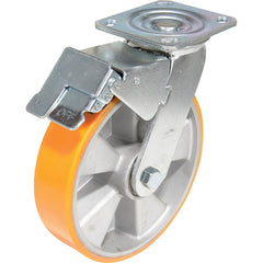 Vestil - Standard Casters; Mount: With Holes ; Style: Swivel w/Total Brake ; Wheel Diameter: 8 (Inch); Wheel Width: 2 (Inch); Overall Height (Inch): 9-1/2 ; Load Capacity (Lb.): 1543.000 - Exact Industrial Supply