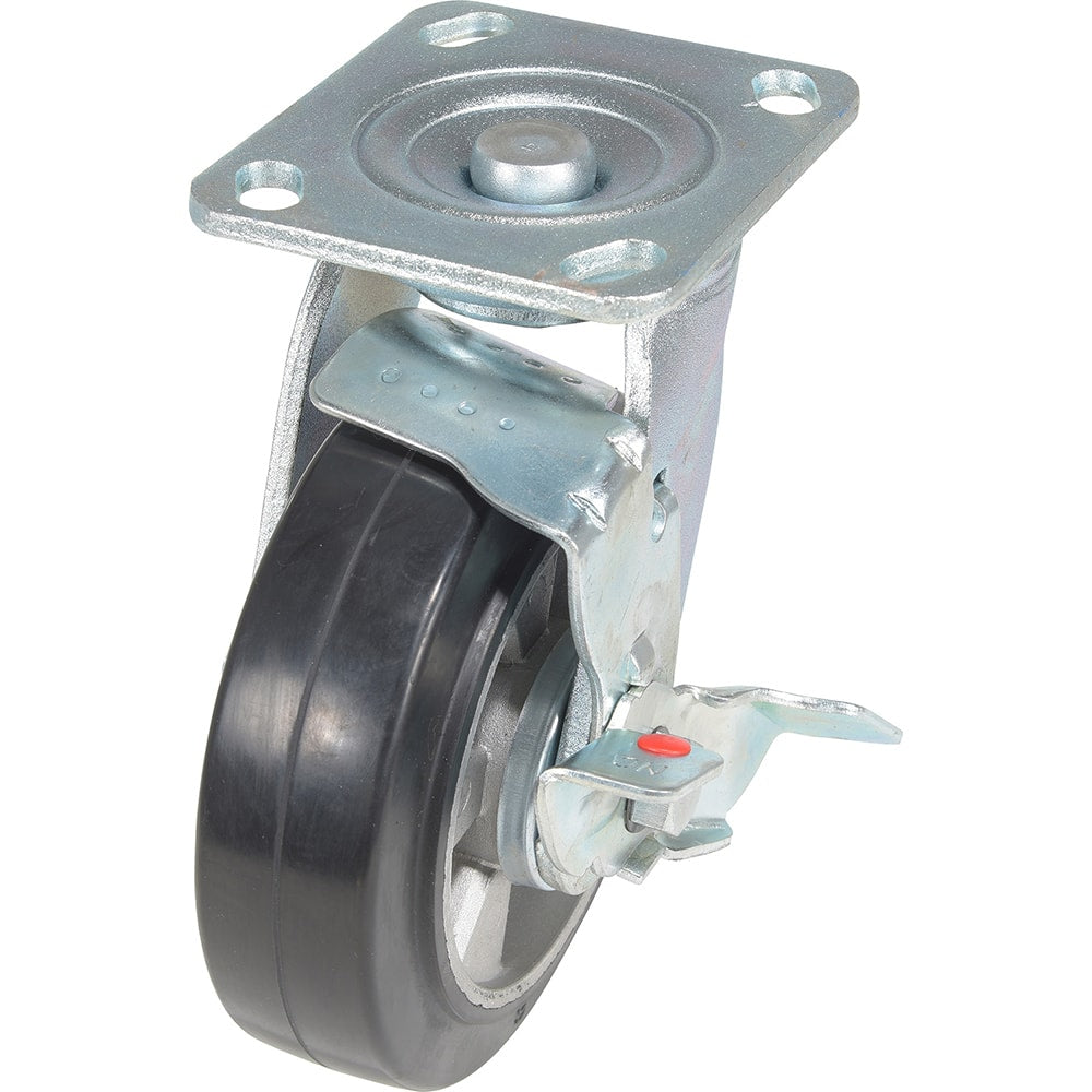 Vestil - Standard Casters; Mount: With Holes ; Style: Swivel w/Brake ; Wheel Diameter: 6 (Inch); Wheel Width: 2 (Inch); Overall Height (Inch): 7-1/2 ; Load Capacity (Lb.): 771.000 - Exact Industrial Supply