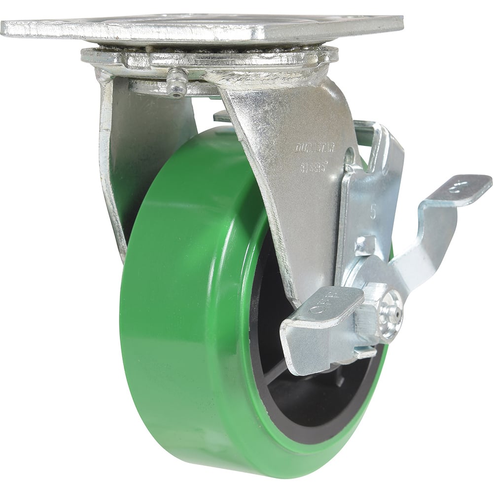 Vestil - Standard Casters; Mount: With Holes ; Style: Swivel w/Brake ; Wheel Diameter: 5 (Inch); Wheel Width: 2 (Inch); Overall Height (Inch): 6-1/2 ; Load Capacity (Lb.): 750.000 - Exact Industrial Supply