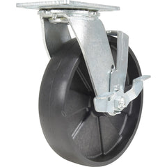 Vestil - Standard Casters; Mount: With Holes ; Style: Swivel w/Brake ; Wheel Diameter: 8 (Inch); Wheel Width: 2 (Inch); Overall Height (Inch): 9-1/2 ; Load Capacity (Lb.): 1250.000 - Exact Industrial Supply