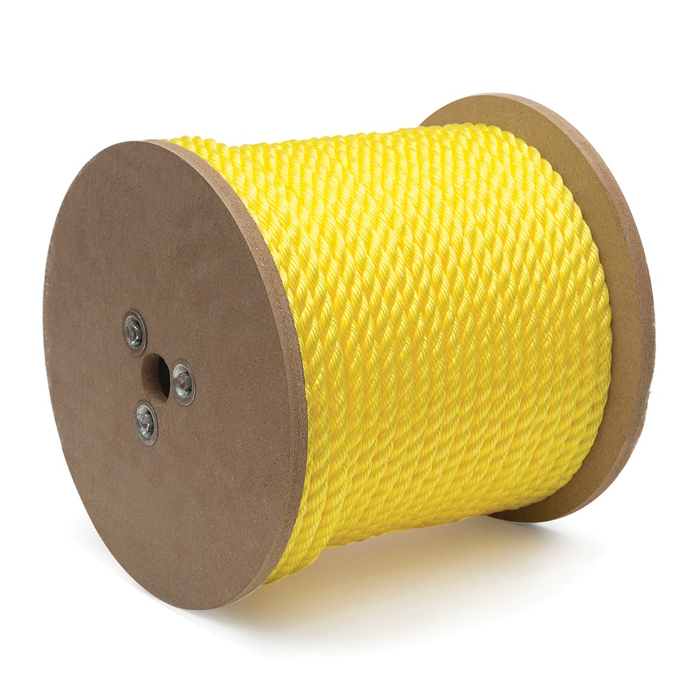 Mibro - Rope; Type: Twisted Rope ; Head/Holder Diameter (Inch): 5/8 ; Material: Polypropylene ; Load Capacity (Lb.): 690.000 ; Maximum Length: 200.00 ; Color: Yellow - Exact Industrial Supply