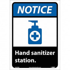 NMC - "Notice - Hand Sanitizer Station", 10" Wide x 14" High, Pressure-Sensitive Vinyl Safety Sign - Caliber Tooling