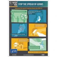 NMC - "COVID-19 - STOP THE SPREAD OF GERMS", 10" Wide x 14" High, Pressure-Sensitive Vinyl Safety Sign - Caliber Tooling