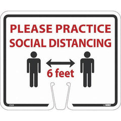 NMC - "Please Practice Social Distancing", 12-5/8" Wide x 10-3/8" High, Rigid Plastic Safety Sign - Caliber Tooling