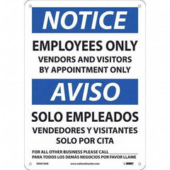 NMC - "Notice - Employees Only", 10" Wide x 14" High, Aluminum Safety Sign - Caliber Tooling