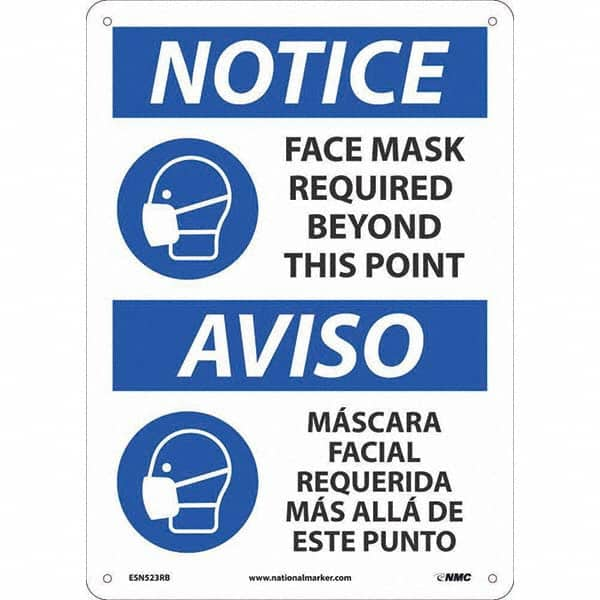 NMC - "Notice - Face Mask Required Beyond This Point", 10" Wide x 14" High, Rigid Plastic Safety Sign - Caliber Tooling