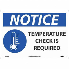 NMC - "Notice Temperature Check", 14" Wide x 10" High, Aluminum Safety Sign - Caliber Tooling