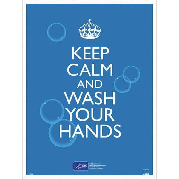 NMC - "COVID-19 - Keep Calm And Wash Your Hands", 18" Wide x 24" High, Paper Safety Sign - Caliber Tooling