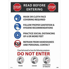 NMC - "COVID-19 - STOP - Read Before Entering", 18" Wide x 24" High, Paper Safety Sign - Caliber Tooling