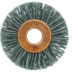 1-1/8″ Small Diameter Nylox Wheel Brush, .022/120SC Crimped Fill, 1/4″ Arbor Hole - Caliber Tooling