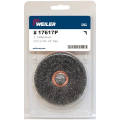 3″ Stem-Mounted Crimped Wire Wheel, .014″ Steel Fill, 1/4″ Stem, Retail Pack - Caliber Tooling