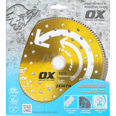 Wet & Dry Cut Saw Blade: 8″ Dia, 5/8 & 7/8″ Arbor Hole Use on Universal Hard, Round with Diamond Knockout Arbor