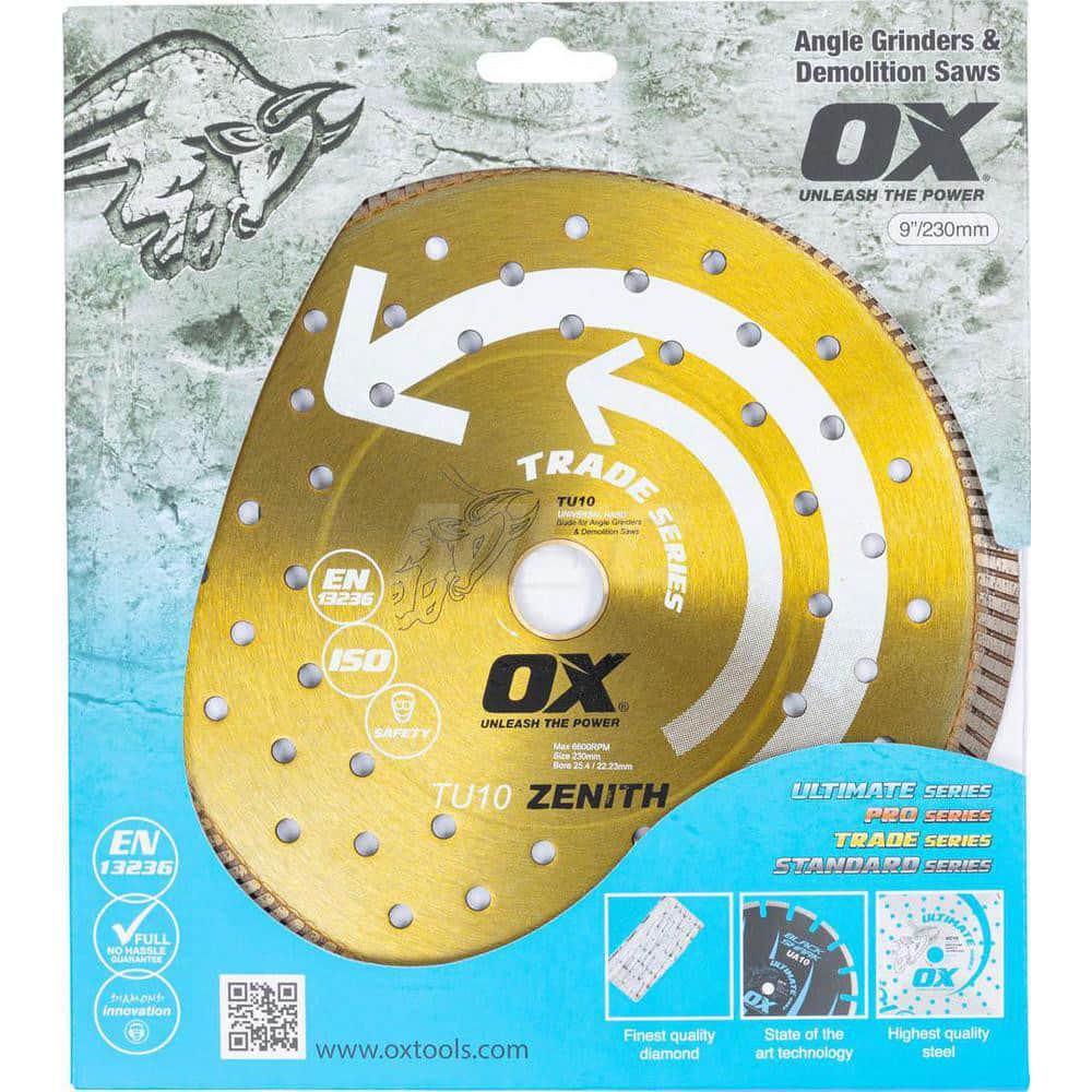 Wet & Dry Cut Saw Blade: 9″ Dia, 5/8 & 7/8″ Arbor Hole Use on Universal Hard, Standard Arbor