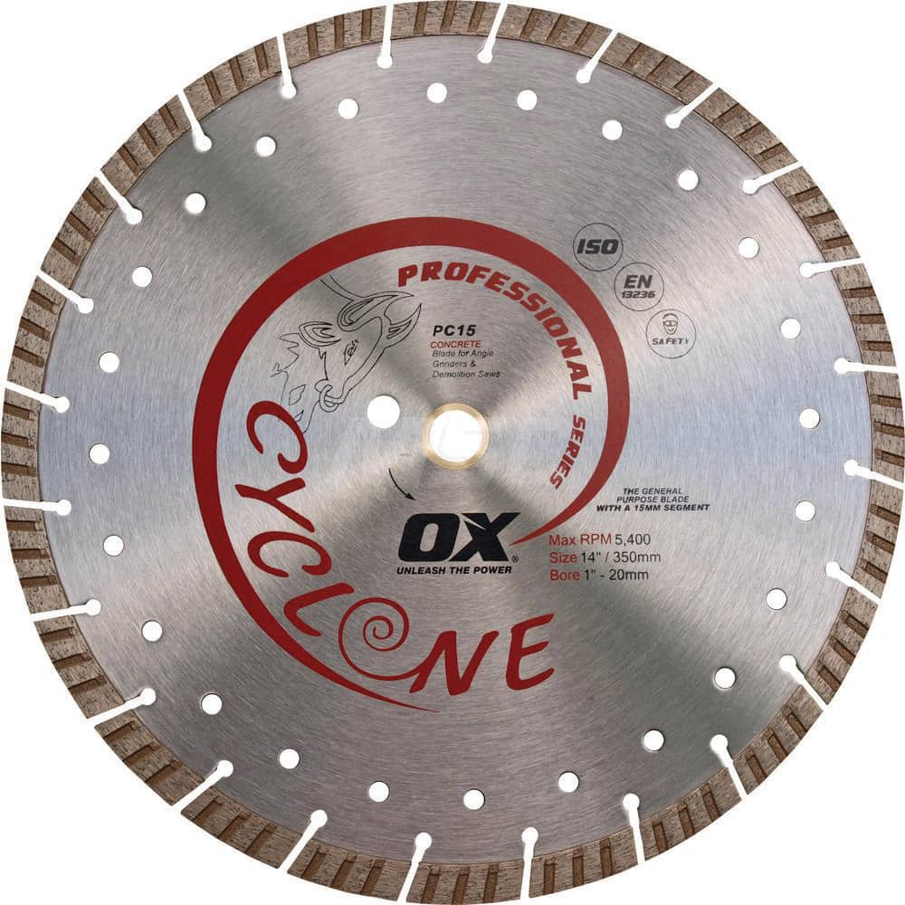 Wet & Dry Cut Saw Blade: 14″ Dia, 1″ Arbor Hole Use on Concrete & General Purpose, Standard Arbor