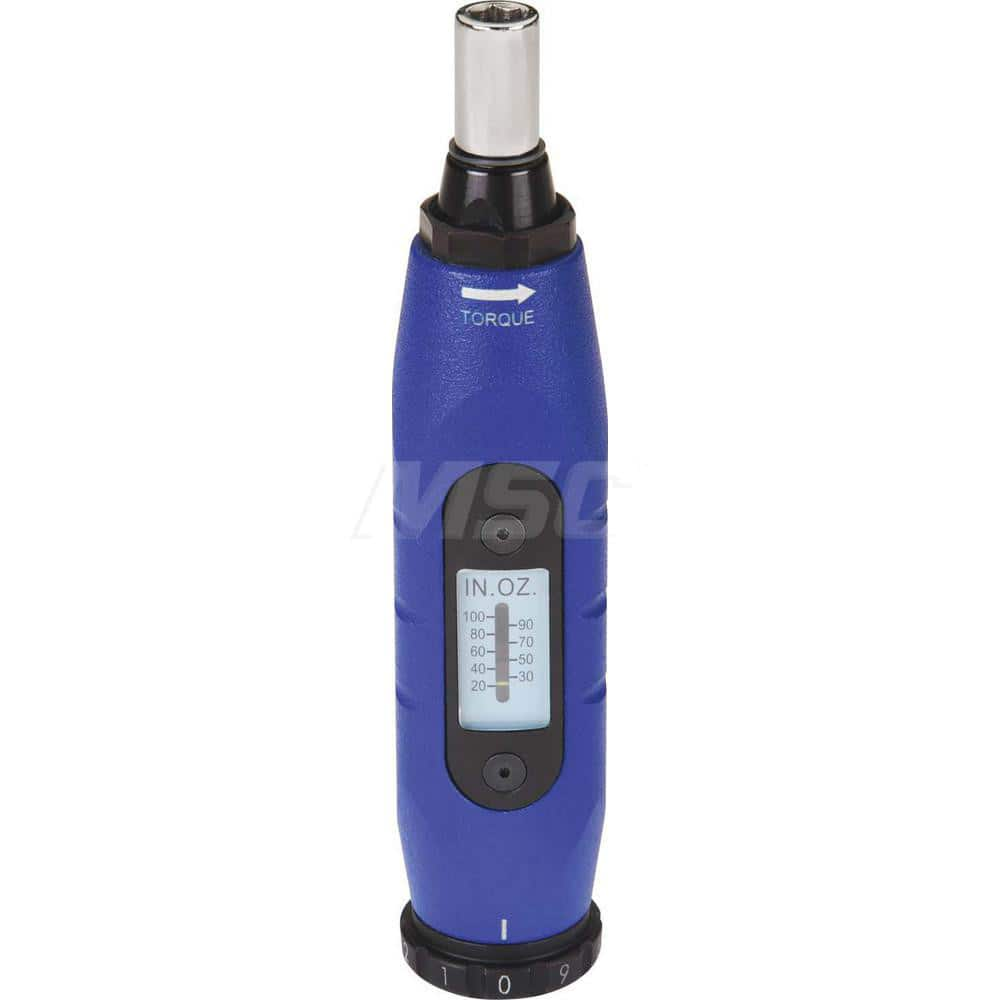 Torque Screwdriver: 3 to 15 in/lb Torque 6.25″ OAL, 1/4″ Drive